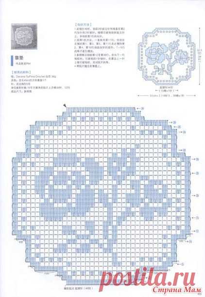 Филейное вязание крючком, схемы мотивы из цветов, роз. - Салфеточки - Страна Мам