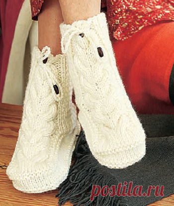 Носки-сапожки с косами - Knitting Book