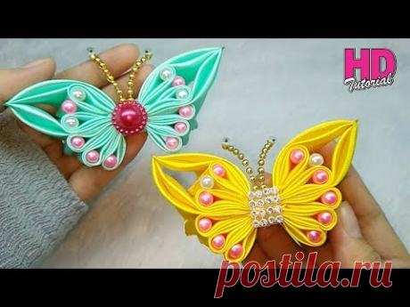 DIY || bros kupu-kupu part 2 || || Butterfly || how to make satin ribbon flower || HD TUTORIAL