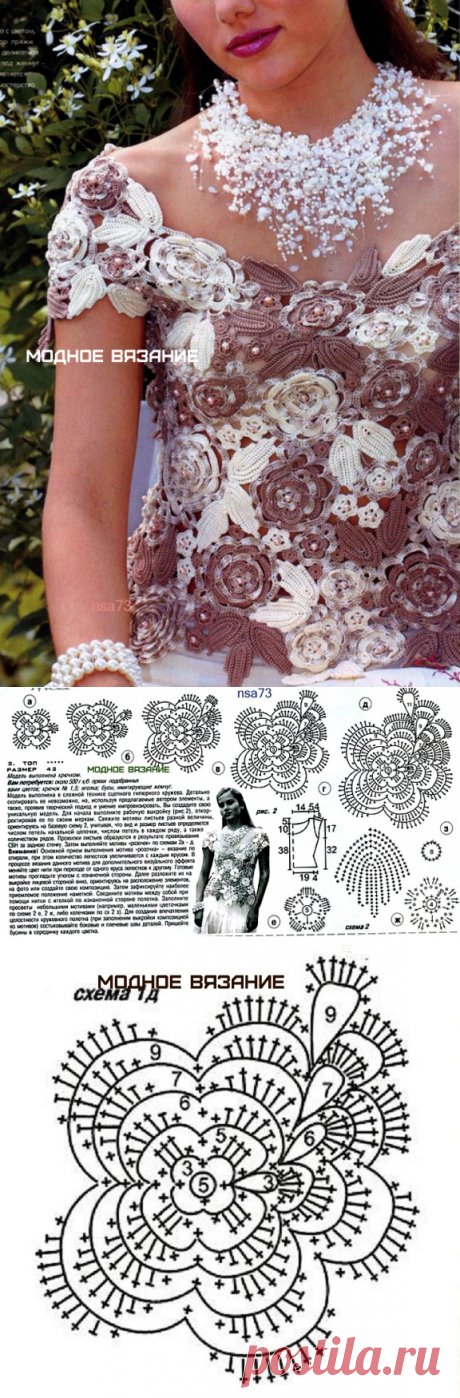 Кофточка *Кофейная роза* - Crochet Modnoe Vyazanie