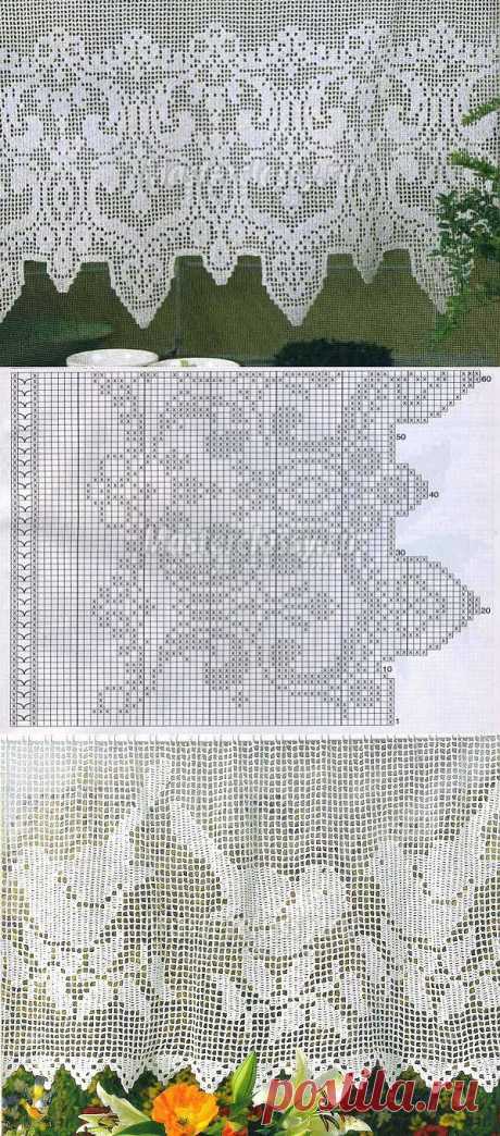 Занавески вязаные крючком. Схемы