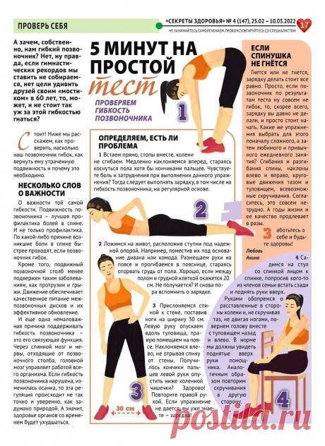 Тест проверяем гибкость позвоночника