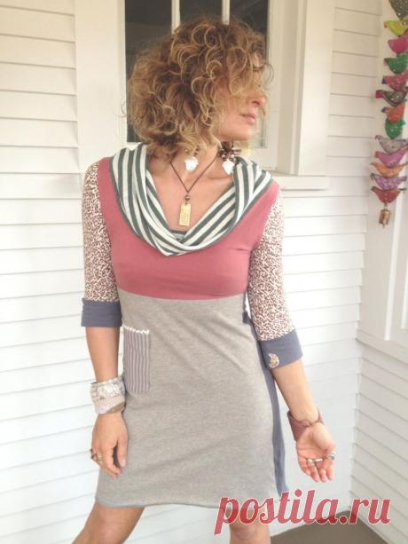 Eco Baby doll tunic, dress,Size S, Upcycled Clothing, boho, hippie, oatmeal…