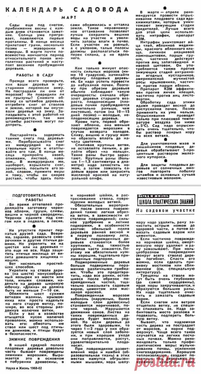 Календарь садовода - Март