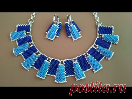 Beaded necklace. Колье и серьги из бисера. Мастер-класс