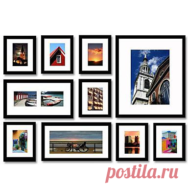 Набор-коллаж из 10 фоторамок (деревянные прямоугольные черные) - RUB p. 3 675,76