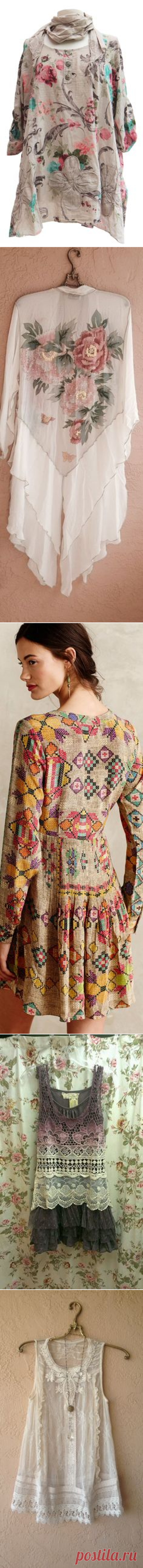 (67) RESERVED for JUDY--- Bohemian romance- floaty silky tunic, free size, lagenlook, embroidered