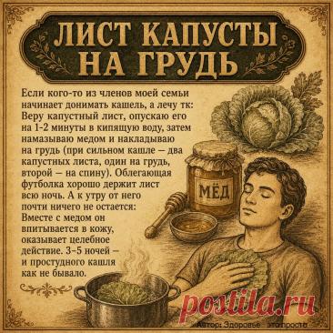 Лист капусты на грудь от кашля