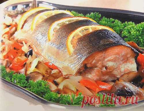 Рыба запеченная с грибами и овощами | Быстрые рецепты