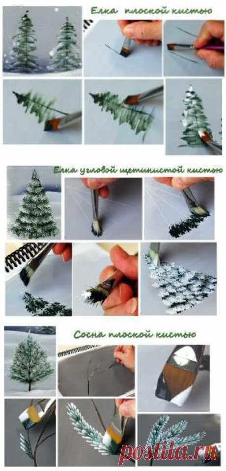 рисуем зимние деревья