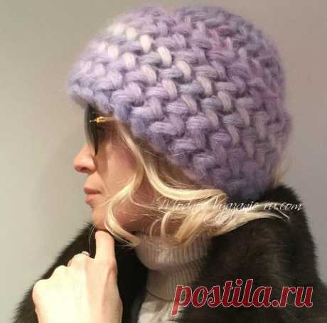 Шапка крючком узором колоски пышными столбиками - Crochet Modnoe Vyazanie