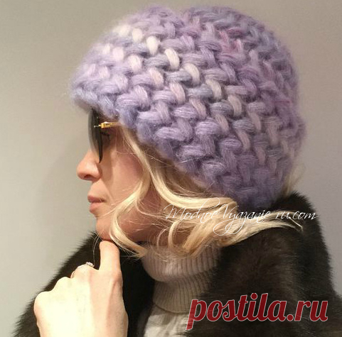 Шапка крючком узором колоски пышными столбиками - Crochet Modnoe Vyazanie
