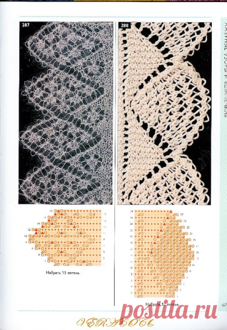 Кайма спицами. Волны. Подборка