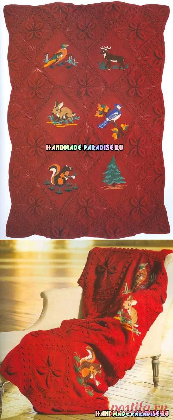 Сказочный детский плед спицами