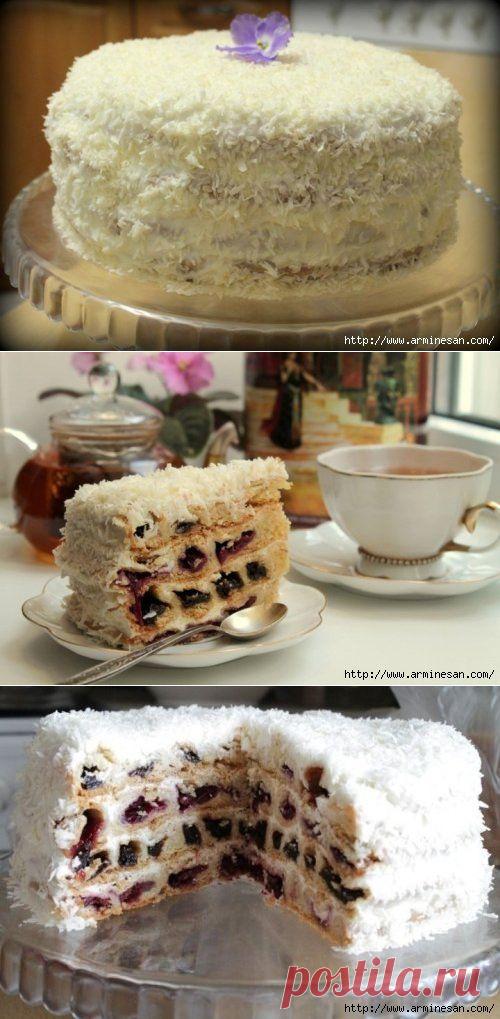 И вкусно,и красиво!Торт «Вишня в снегу» — пошаговый рецепт