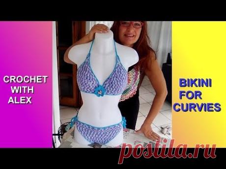 CROCHET BIKINI for CURVIES adjustable top and bottom tutorial MEDIUM LARGE SIZE