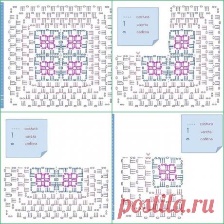 Узор для пледа бабушкин квадрат. Схема квадратного мотива крючком | Я Хозяйка