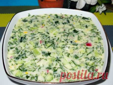 Окрошка на кефире с курицей - пошаговый рецепт