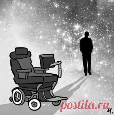 В память о Стивене Хокинге. 

Когда Стиви стукнул 21 год, к нему явился ангел. У ангела были огромные белые крылья и скорбное лицо. 

– Стивен, я Ангел Судьбы.., – начал печальным тоном новый знакомец. 
– Пи*дануться! – ответил Стив, – А нахрена тебе крылья, если ты ими не машешь? И почему ты висишь в воздухе? Это какая-то новая технология? 
– Стивен! Я пришел сказать, что тебя ждет короткая и печальная жизнь… 
– Нет, тут явно дело в крыльях! Они из какого-то странного мат...