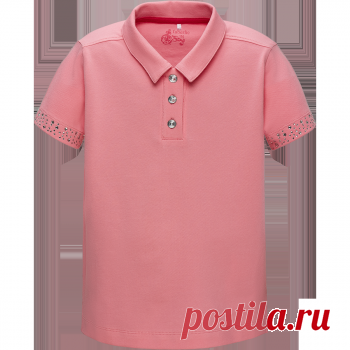Поло с коротким рукавом для девочки, цвет розовый