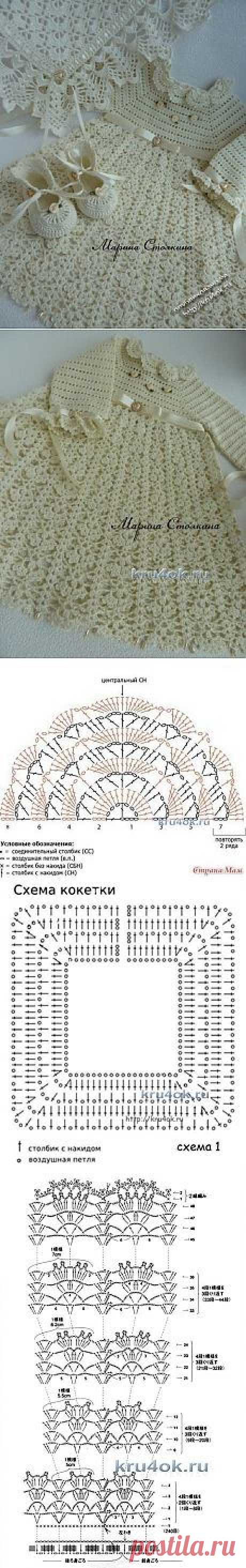 Платье, плед и пинетки для девочки - вязание крючком на