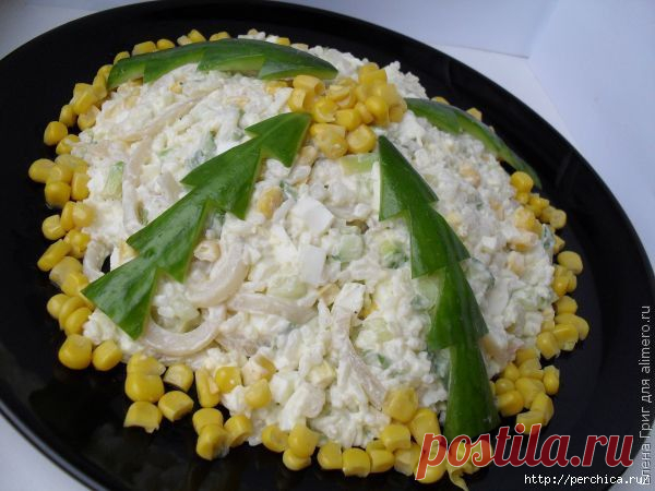 Салат *Ёлки* с кальмарами и авокадо - совершенно обалденный и новый вкус