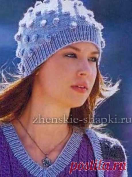 Женская шапка спицами