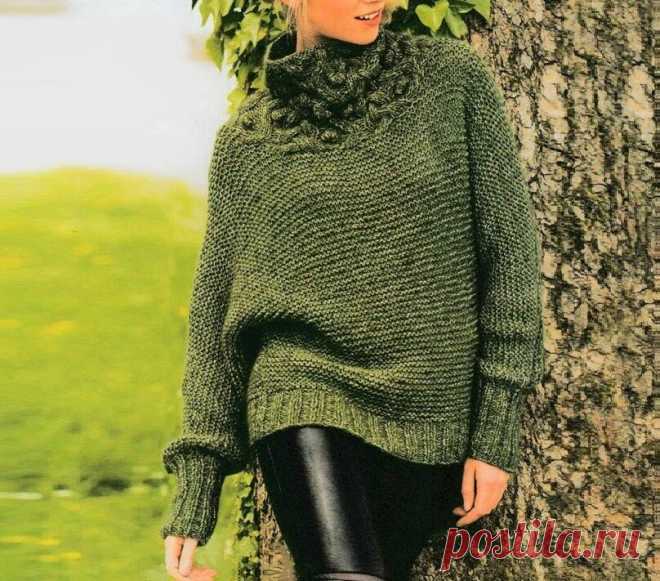 Стильные свитеры с цельновязанными рукавами (с описанием вязания) | Идеи рукоделия | Яндекс Дзен