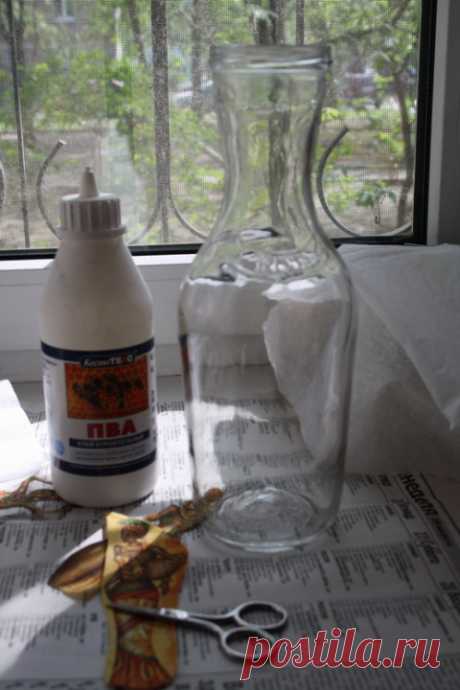 Превращение бутылки в вазу