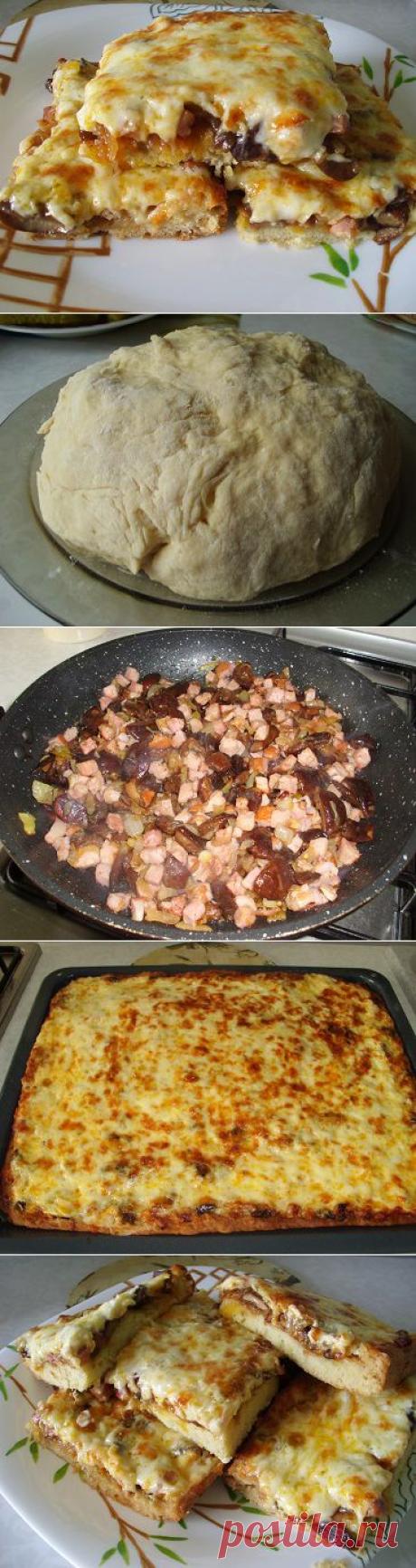 Пицца с грибами, овощами и колбасой | Рецепты моей мамы