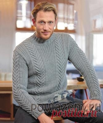 Мужской вязаный свитер, пуловер и безрукавка спицами и крючком