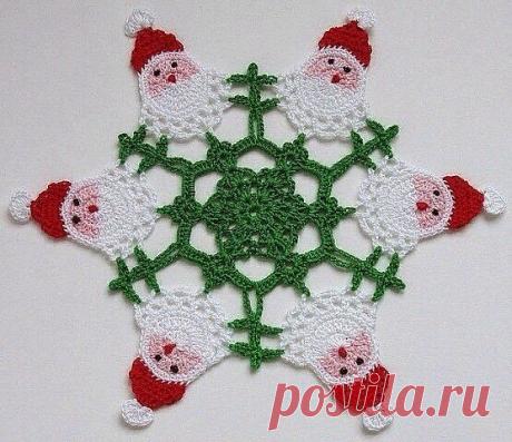 Салфетка крючком &quot;Новогодний хоровод&quot;