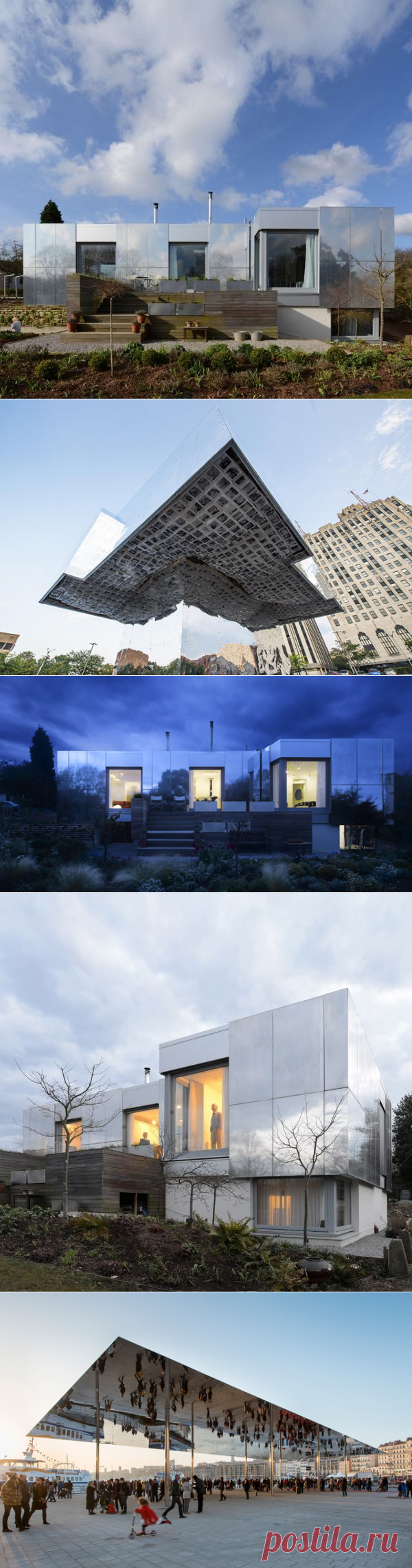 памятник в городе Флинт зеркальный навес в Марселе зеркальный дом в Великобритании зеркальный дом в Великобритании зеркальный дом в Великобритании