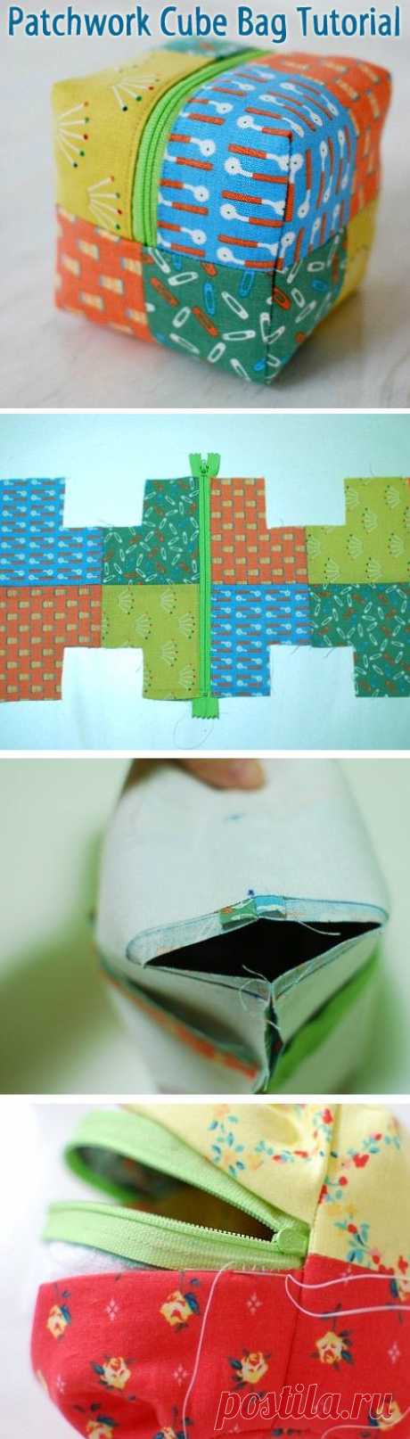 Little boxy pouch tutorial. Сумочка-куб ~ Patchwork Cube Bag