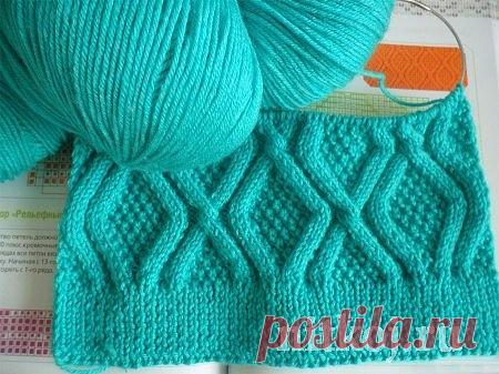 Узор спицами из ромбов (УЗОРЫ СПИЦАМИ)
http://zhurnal.rykodelniza.ru/uzor-spicami-iz-rombov-uzory-spicami/