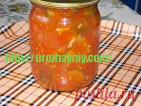 Салат из огурцов с болгарским перцем в томатной заливке