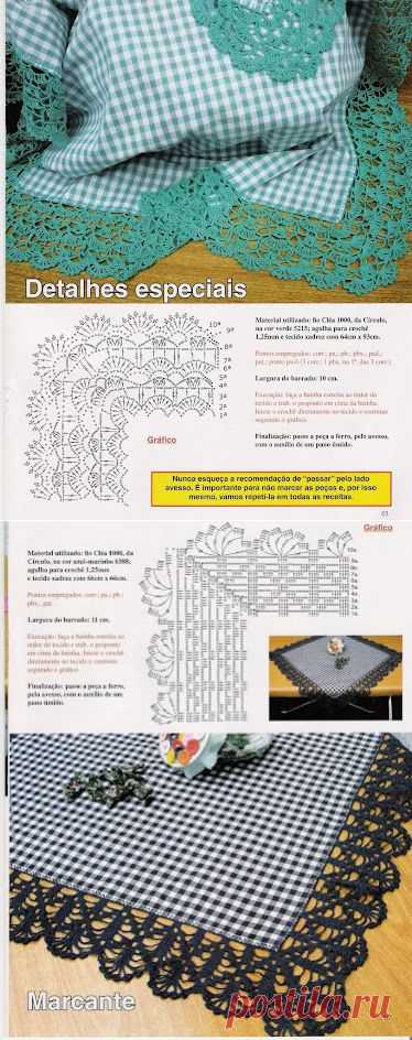 Оформление края текстильной салфетки.Вязание крючком
