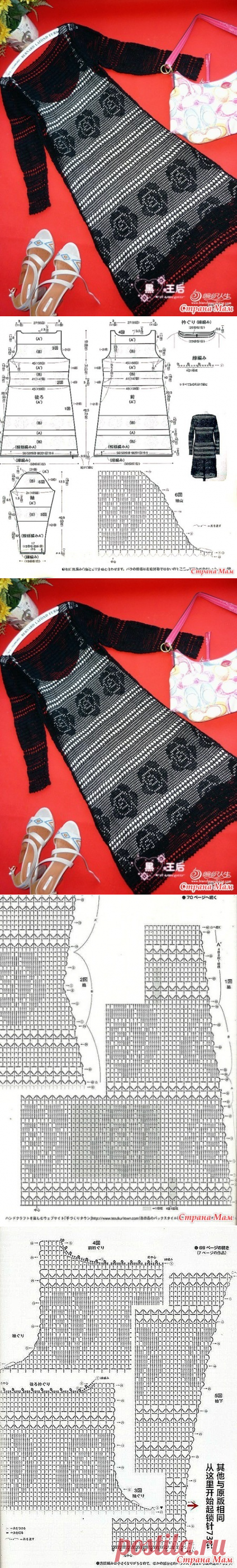 . Черные розы. Нарядное платье крючком. - Все в ажуре... (вязание крючком) - Страна Мам