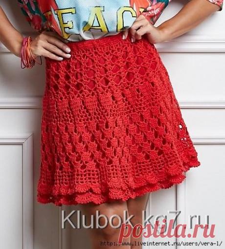 Красная юбка крючком | Клубок