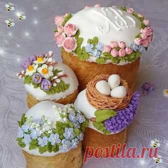 Какое красивое оформление куличей!