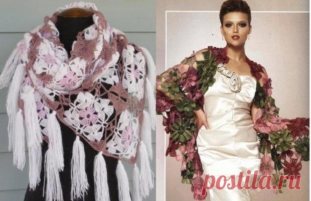 Оригинальные шали крючком - схемы вязания и новинки 2017