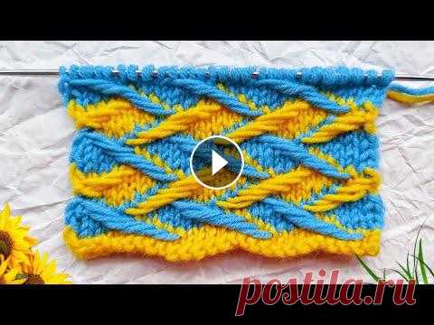 Двухцветный узор спицами – Ленивый жаккард. ПРОСТО и эффектно! Двухцветный узор спицами – Ленивый жаккард. Супер легкий узор спицами! Легко и просто! Подробный Мастер-класс. Раппорт узора: 8 петель и 12 рядов. ПОВ...