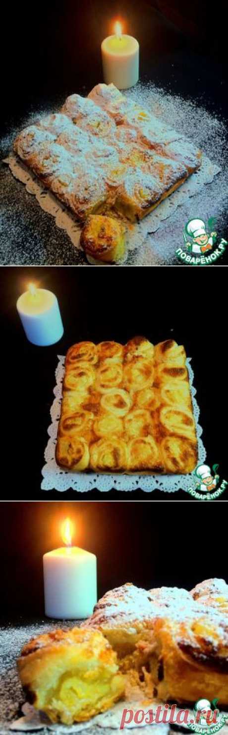 Слоёный пирог с кокосовым кремом и ананасом - кулинарный рецепт