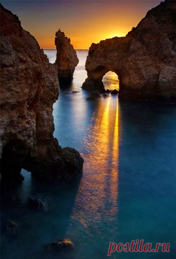 Sunset in Carvoeiro Beach Algarve Portugal   |  Pinterest