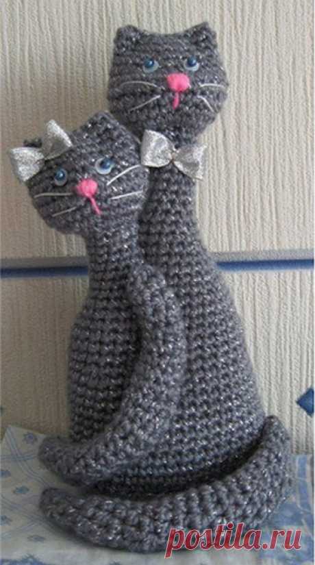 Сердце кот крючком, кот валентинка, неразлучники, схема, описание