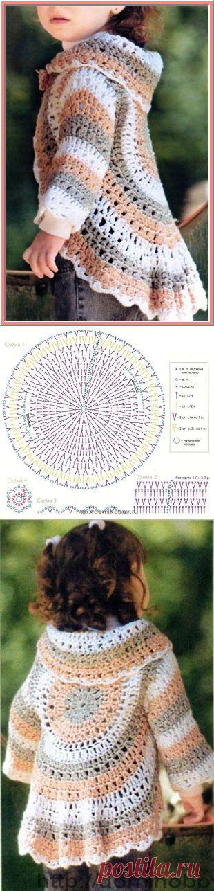 ДЛЯ ДЕВОЧЕК:ЖАКЕТИК НА ОСНОВЕ КРУГА КРЮЧКОМ - Работа крючком - Мастер - класс - Каталог статей - Разные разности от Милледи Малиновской