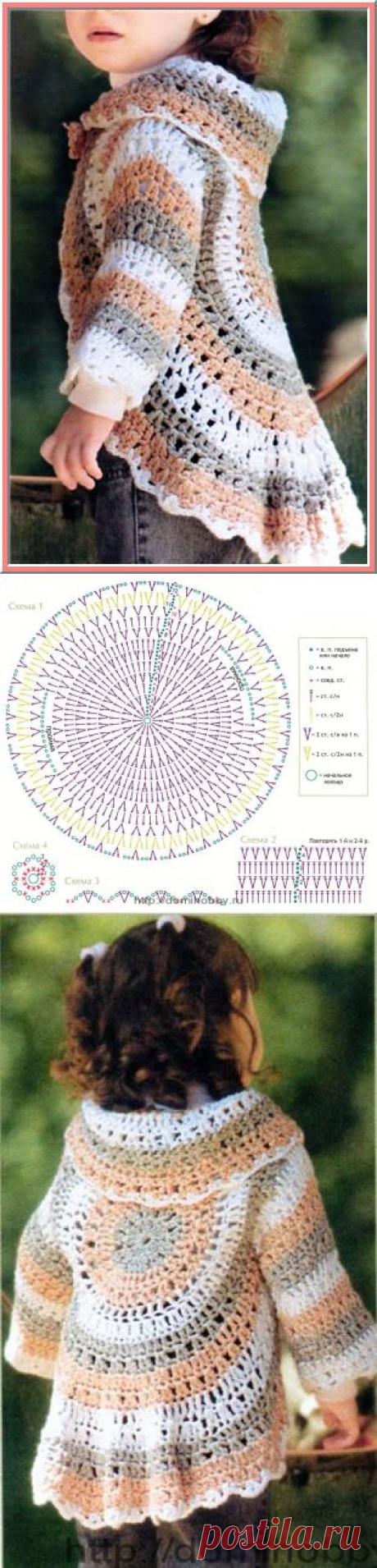 ДЛЯ ДЕВОЧЕК:ЖАКЕТИК НА ОСНОВЕ КРУГА КРЮЧКОМ - Работа крючком - Мастер - класс - Каталог статей - Разные разности от Милледи Малиновской
