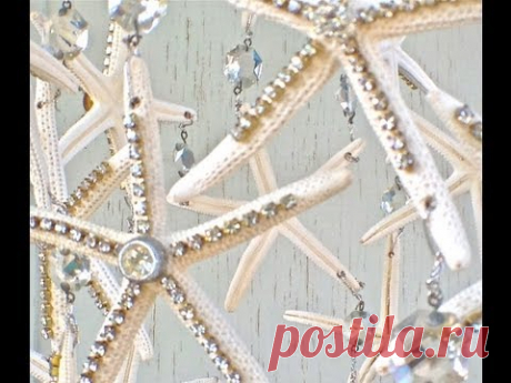 DIY Starfish and Rhinestone Chandelier