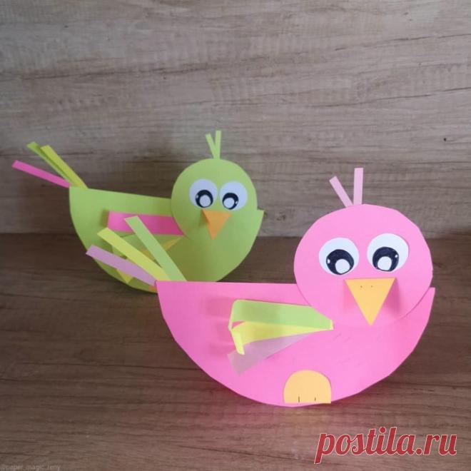 ​Нежные птички из цветной бумаги