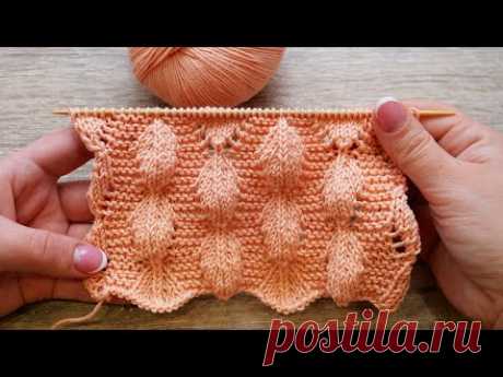 3D узор «Листопад» спицами 🍂 «Leaf fall» knitting pattern